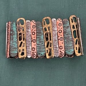 Multicolor Geometric Metal Bar Boho Festival Stretch Bracelet